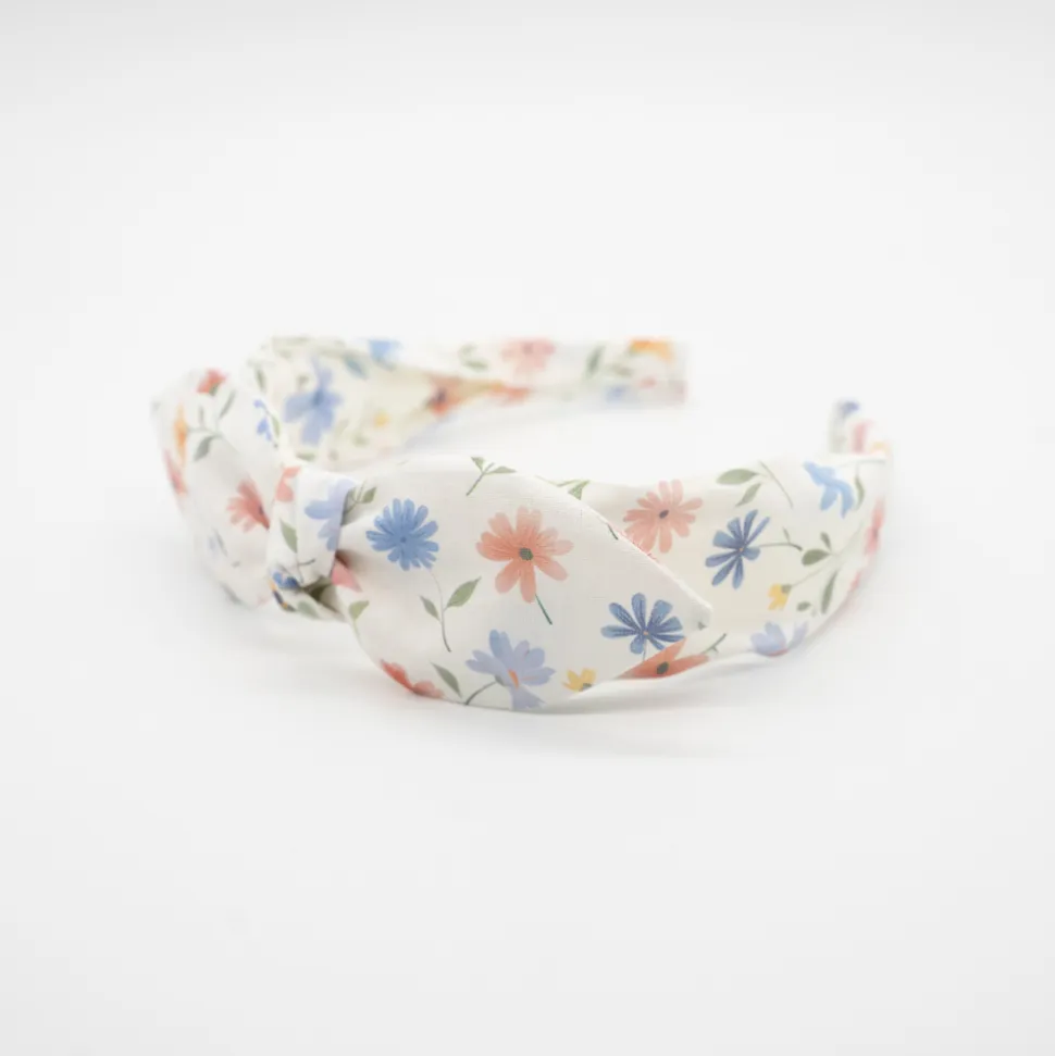 Diadema lazo chloé flores pastel hecha a mano