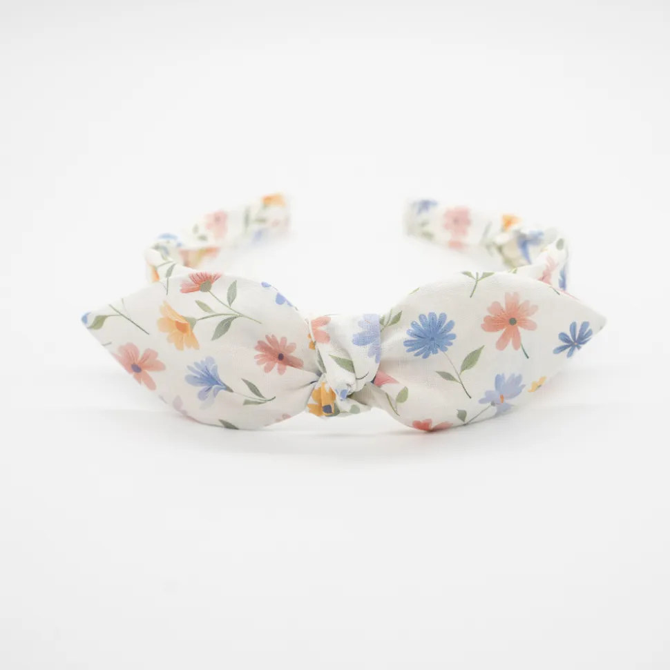Diadema lazo chloé flores pastel hecha a mano