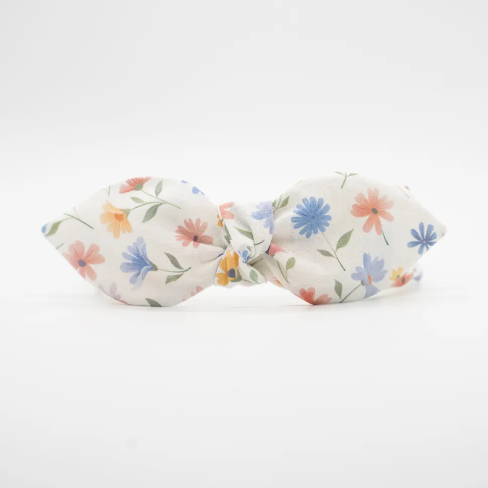 Diadema lazo chloé flores pastel hecha a mano