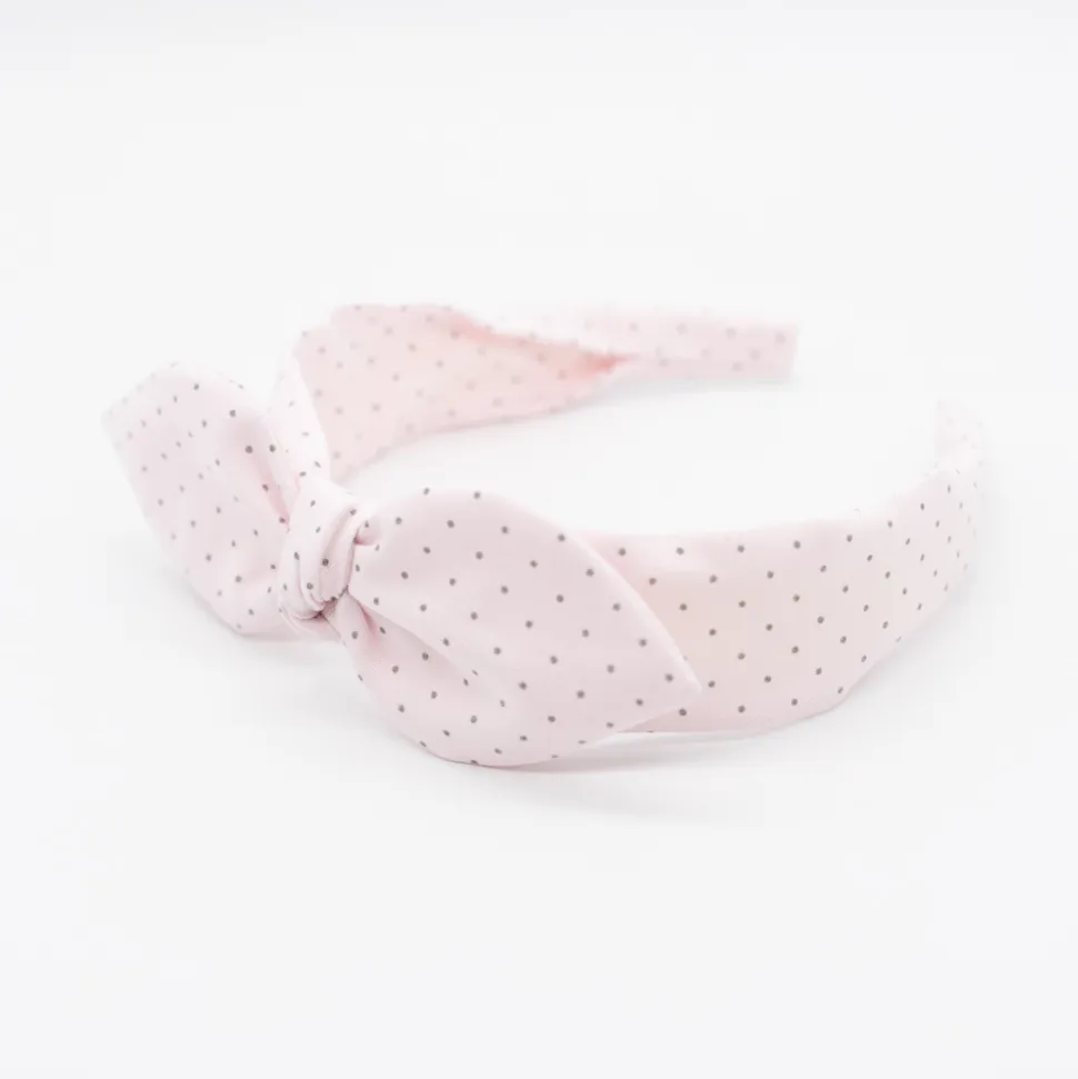 Diadema lazo chloé rosa claro topos