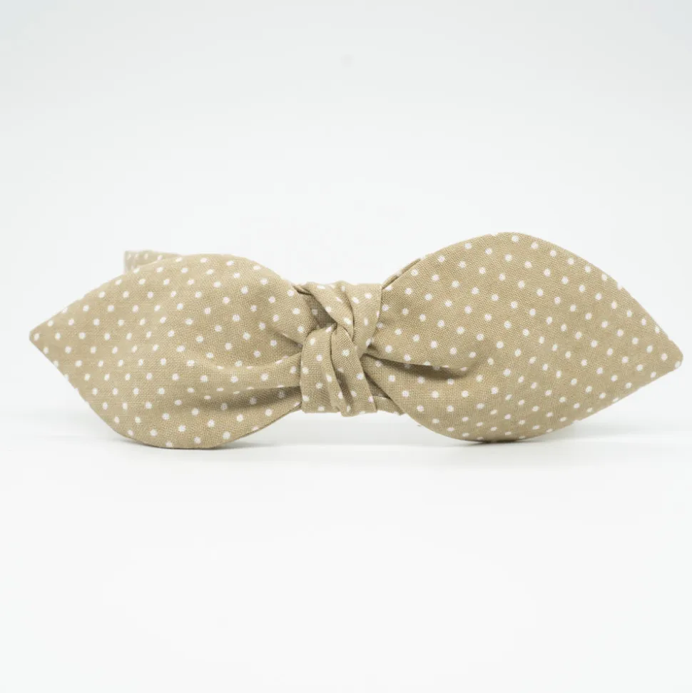 Diadema lazo chloé topos beige hecha a mano