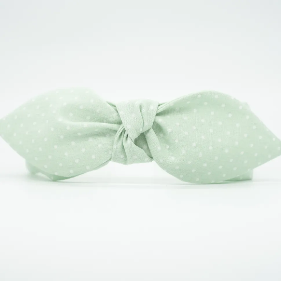 Diadema lazo chloé topos verde mint hecha a mano