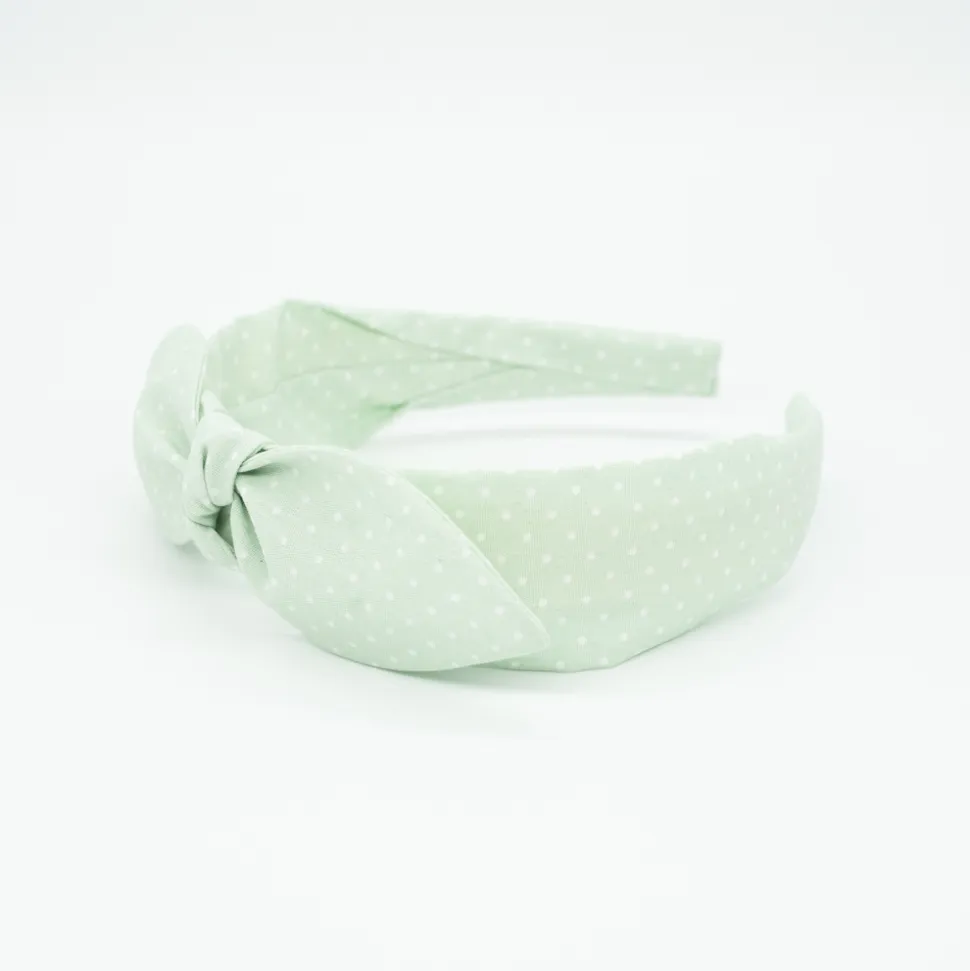 Diadema lazo chloé topos verde mint hecha a mano