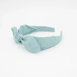 Diadema lazo chloé verde agua plumeti hecha a mano