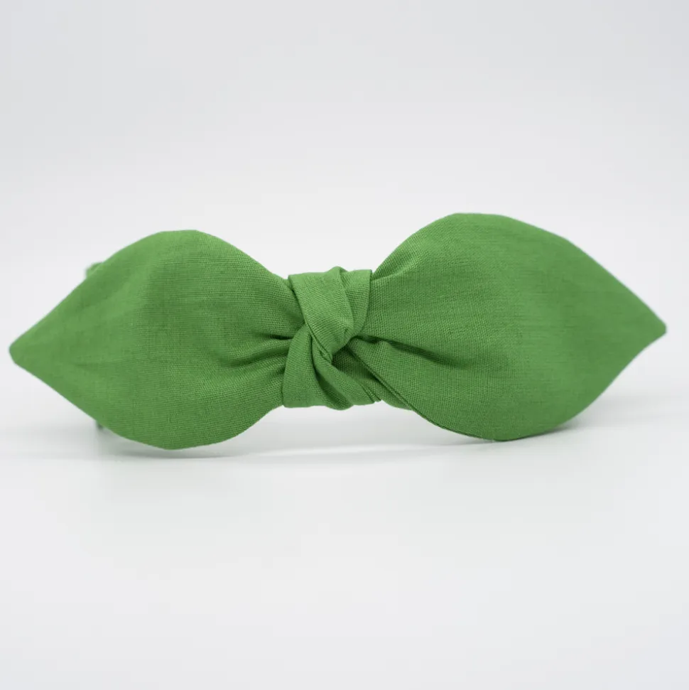 Diadema lazo chloé verde hecha a mano