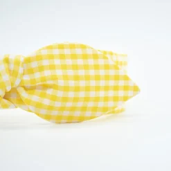 Diadema lazo chloé vichy amarillo hecha a mano