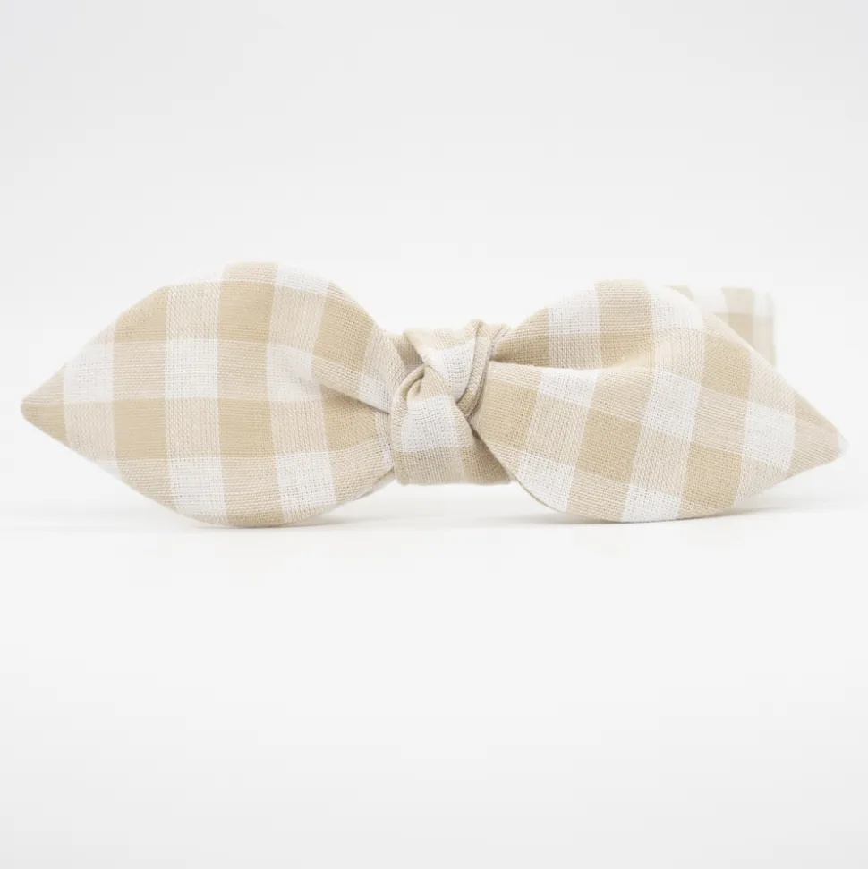 Diadema lazo chloé vichy beige hecha a mano