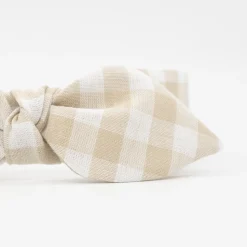 Diadema lazo chloé vichy beige hecha a mano