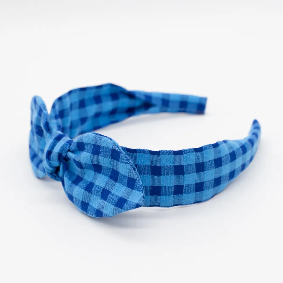 Diadema lazo chloé vichy bicolor azul