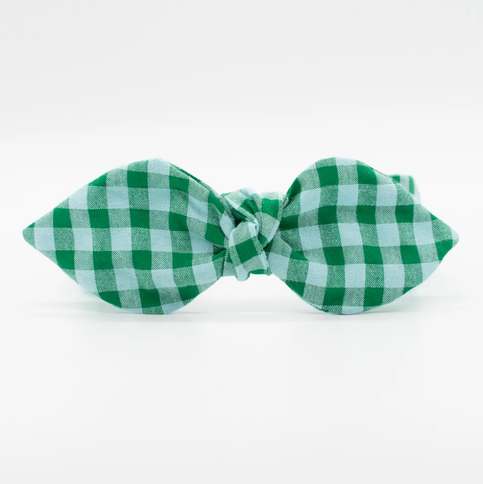 Diadema lazo chloé vichy bicolor verde