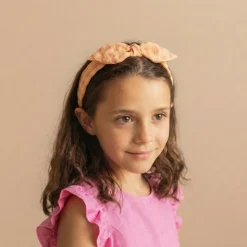 Diadema lazo chloé vichy bicolor rosa flamingo