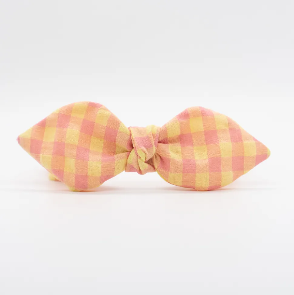 Diadema lazo chloé vichy bicolor rosa flamingo