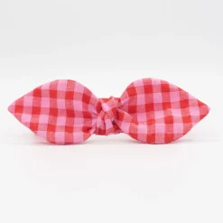 Diadema lazo chloé vichy bicolor rojo frambuesa