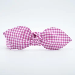 Diadema lazo chloé vichy fucsia hecha a mano