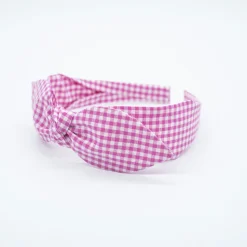 Diadema lazo chloé vichy fucsia hecha a mano