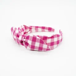 Diadema lazo chloé vichy fucsia hecha a mano