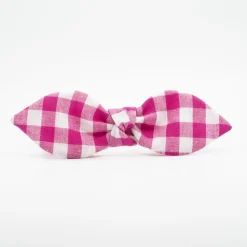 Diadema lazo chloé vichy fucsia hecha a mano