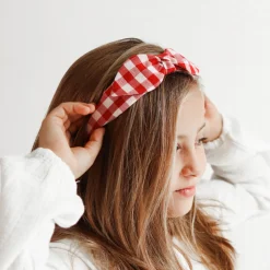 Diadema lazo chloé vichy rojo hecha a mano