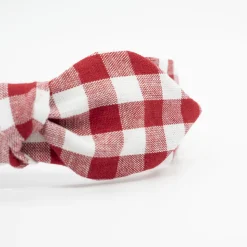 Diadema lazo chloé vichy rojo hecha a mano