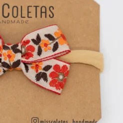 Diadema lazo doble de cinta bordada