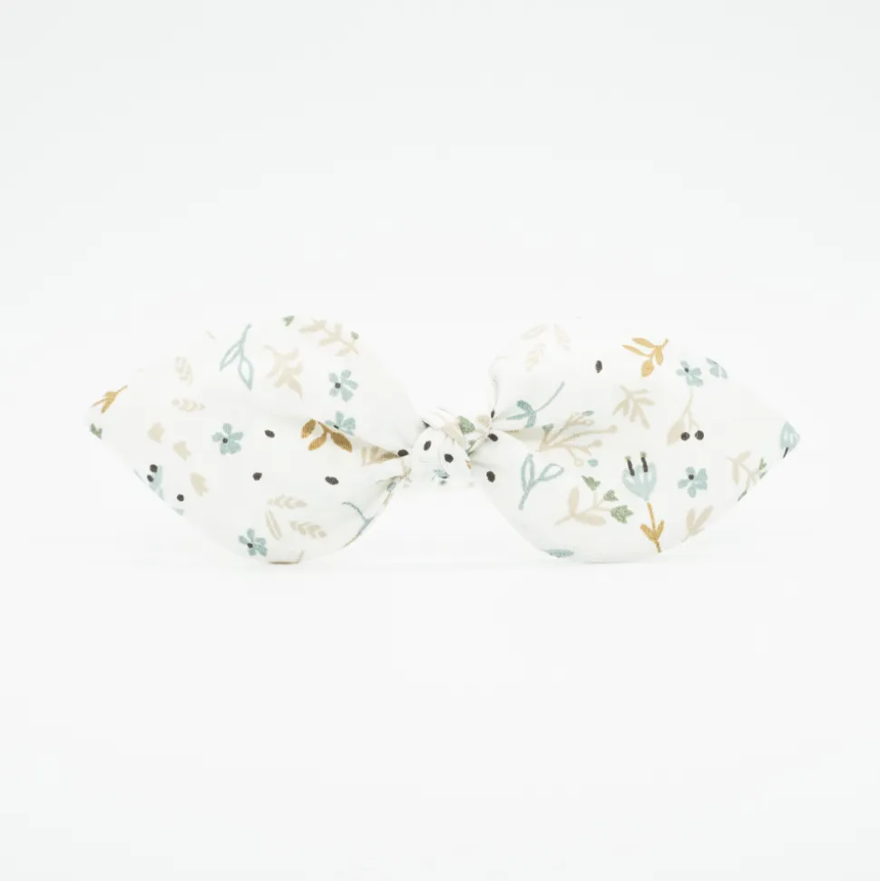 Diadema lazo flores Cotton hecha a mano