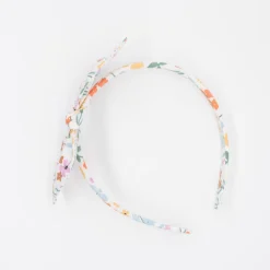 Diadema lazo flores de colores hecha a mano