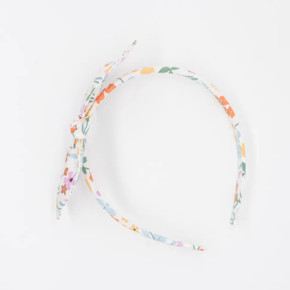 Diadema lazo flores de colores hecha a mano