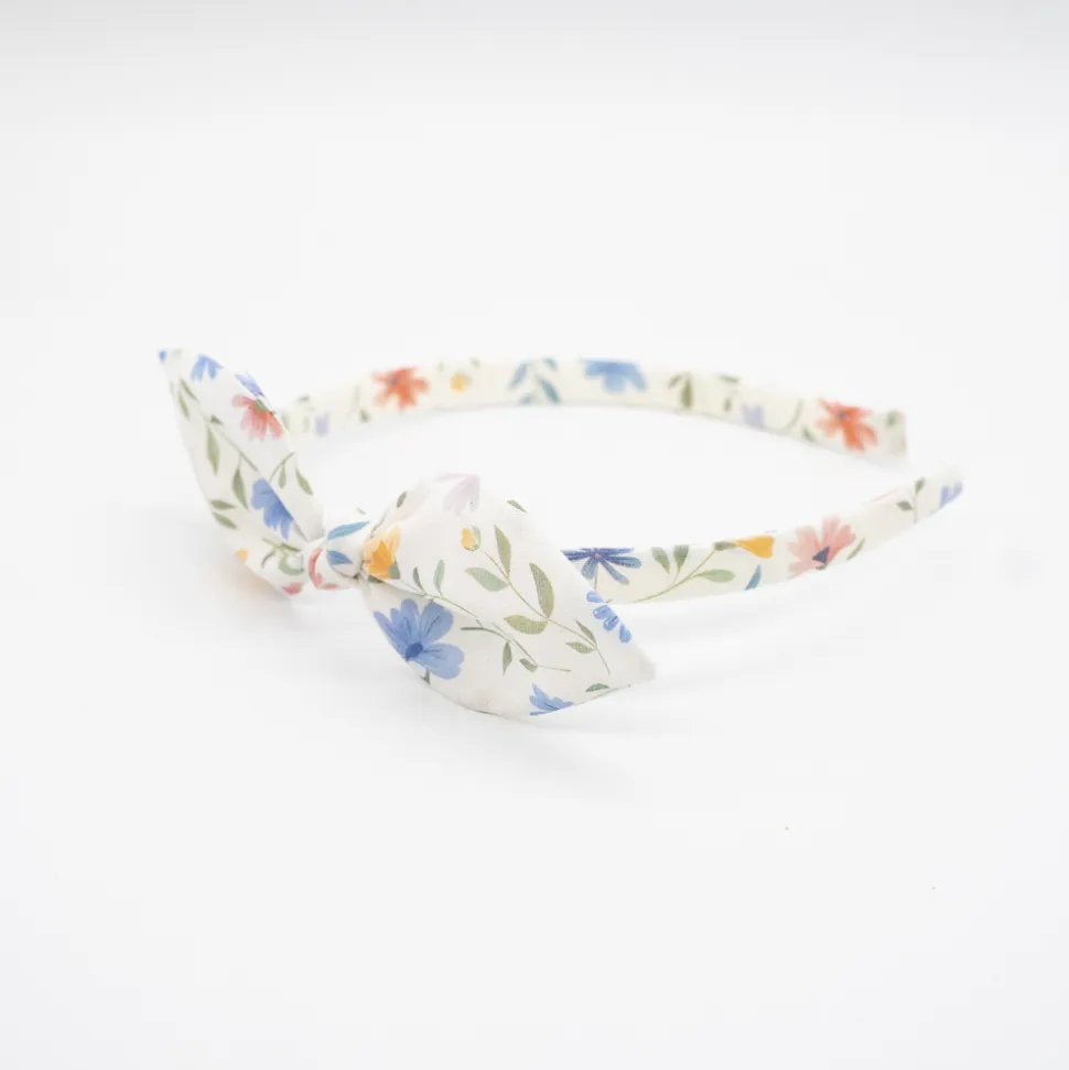 Diadema lazo flores pastel hecha a mano