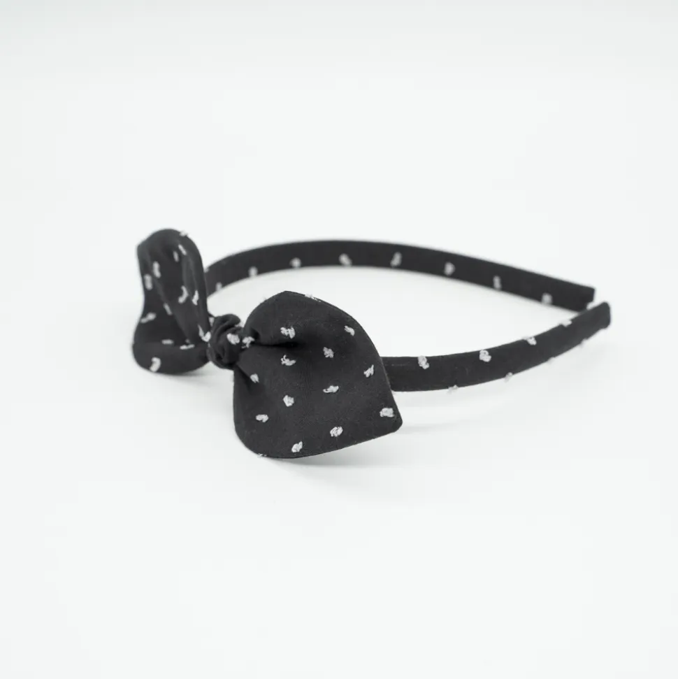 Diadema lazo negro plumeti hecha a mano