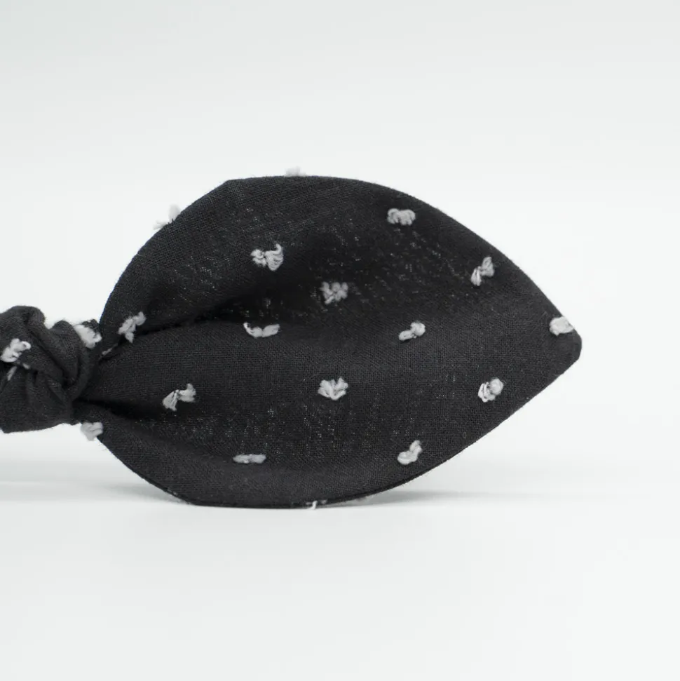 Diadema lazo negro plumeti hecha a mano