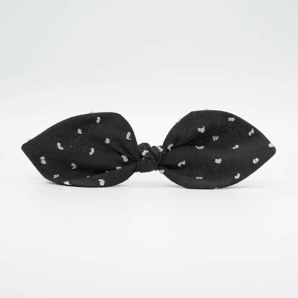 Diadema lazo negro plumeti hecha a mano