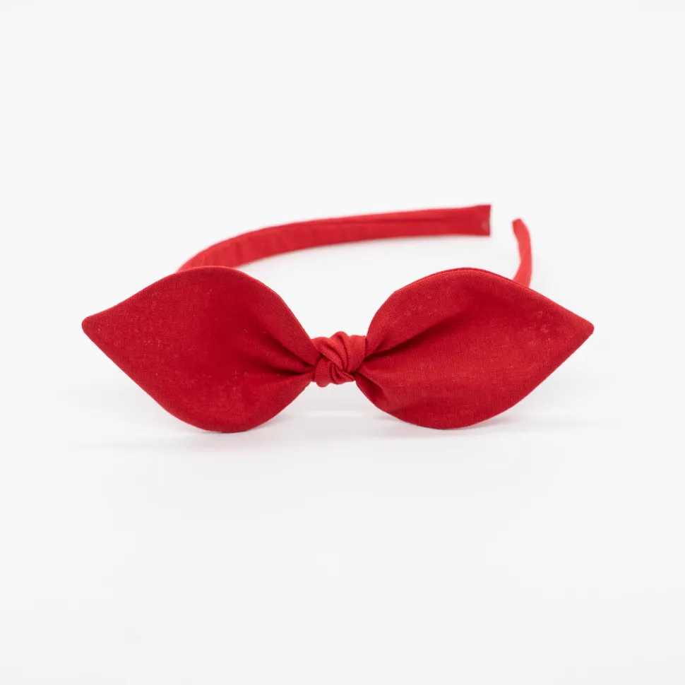 Diadema lazo rojo hecha a mano