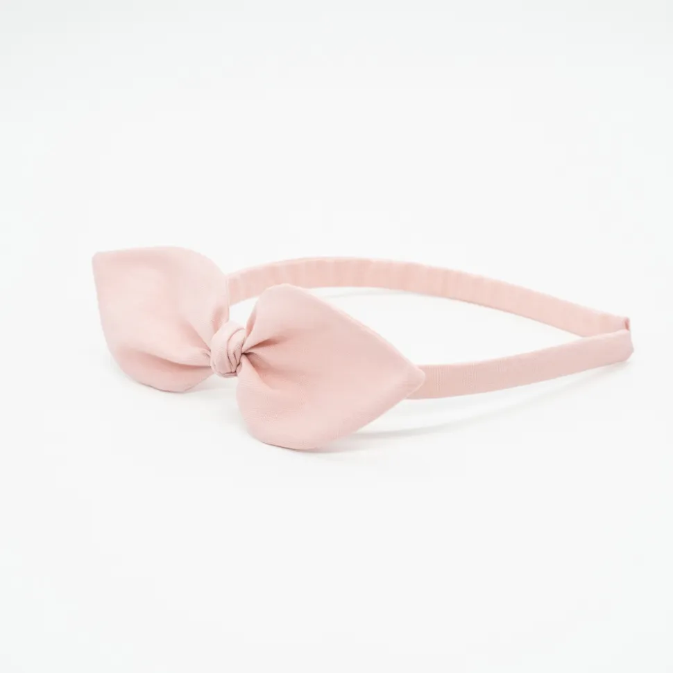 Diadema lazo rosa empolvado hecha a mano