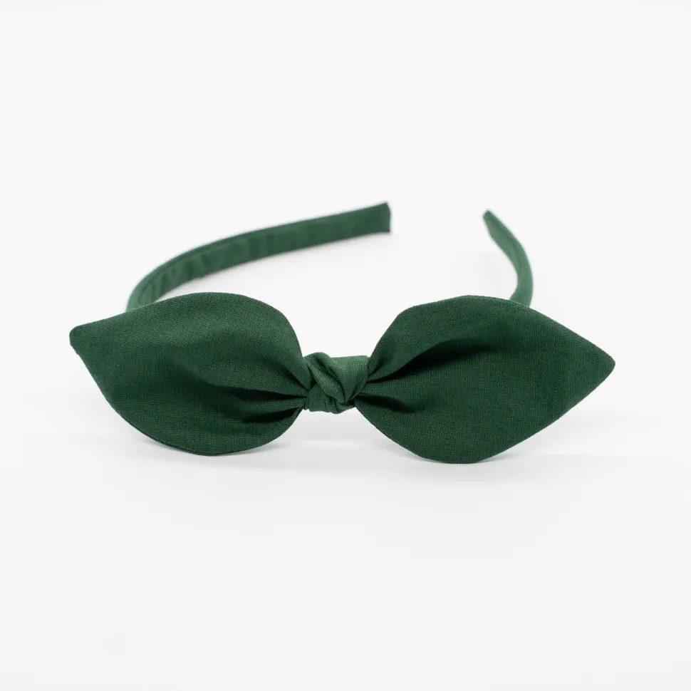 Diadema lazo verde hecha a mano