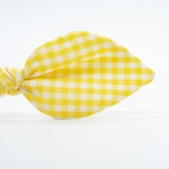 Diadema lazo vichy amarillo hecha a mano