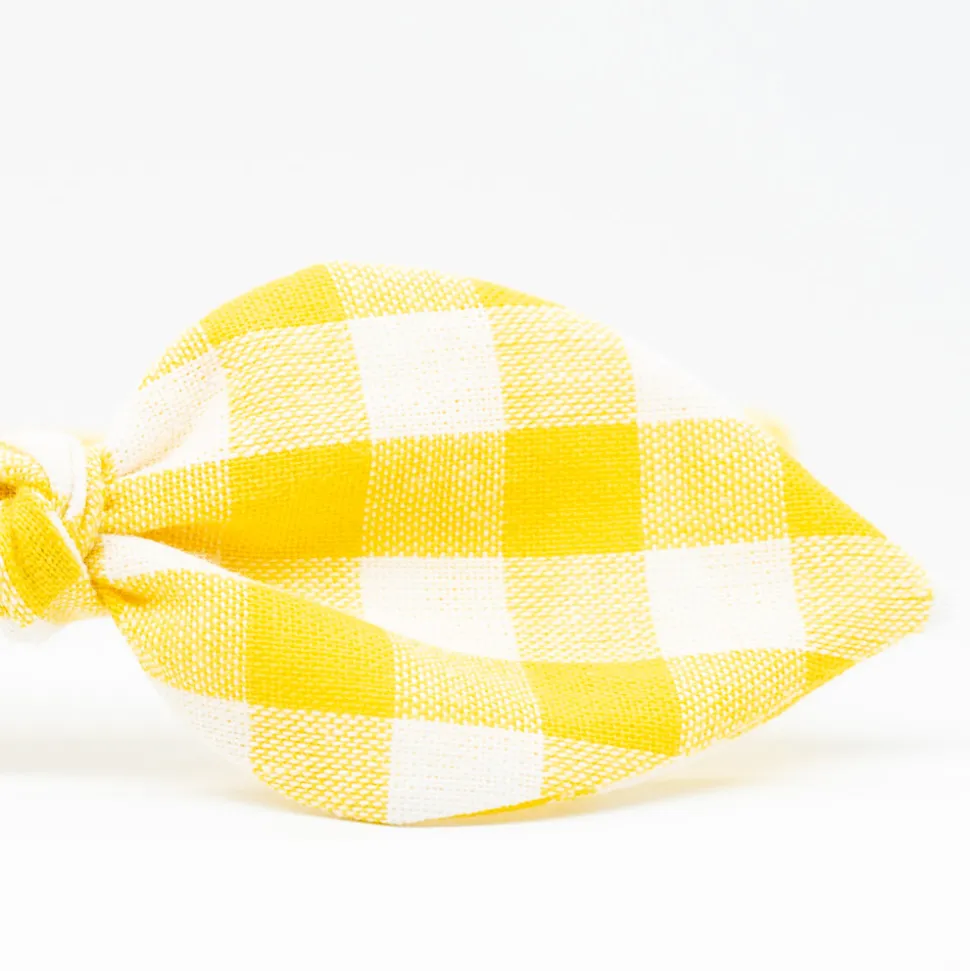 Diadema lazo vichy amarillo hecha a mano