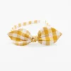 Diadema lazo vichy amarillo ocre hecha a mano