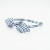 Diadema lazo vichy azul jean hecha a mano
