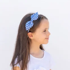 Diadema lazo vichy azul marino hecha a mano