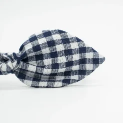 Diadema lazo vichy azul marino hecha a mano