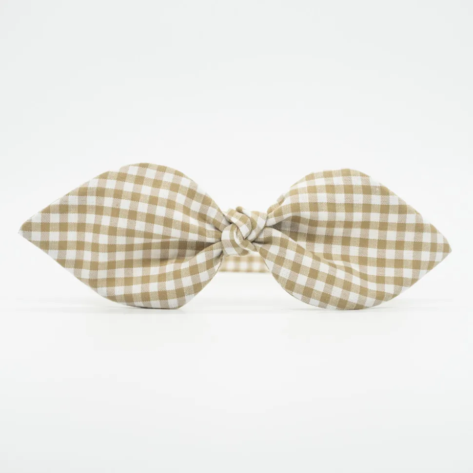 Diadema lazo vichy beige hecha a mano