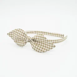 Diadema lazo vichy beige hecha a mano