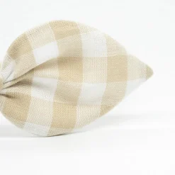 Diadema lazo vichy beige hecha a mano