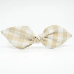 Diadema lazo vichy beige hecha a mano