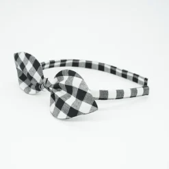 Diadema lazo vichy blanco y negro hecha a mano