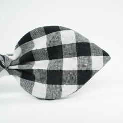 Diadema lazo vichy blanco y negro hecha a mano
