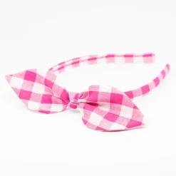 Diadema lazo vichy fucsia hecha a mano
