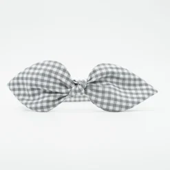 Diadema lazo vichy gris hecha a mano