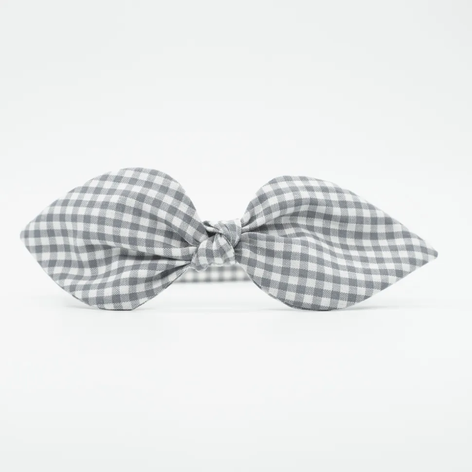 Diadema lazo vichy gris hecha a mano