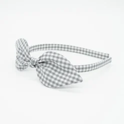Diadema lazo vichy gris hecha a mano